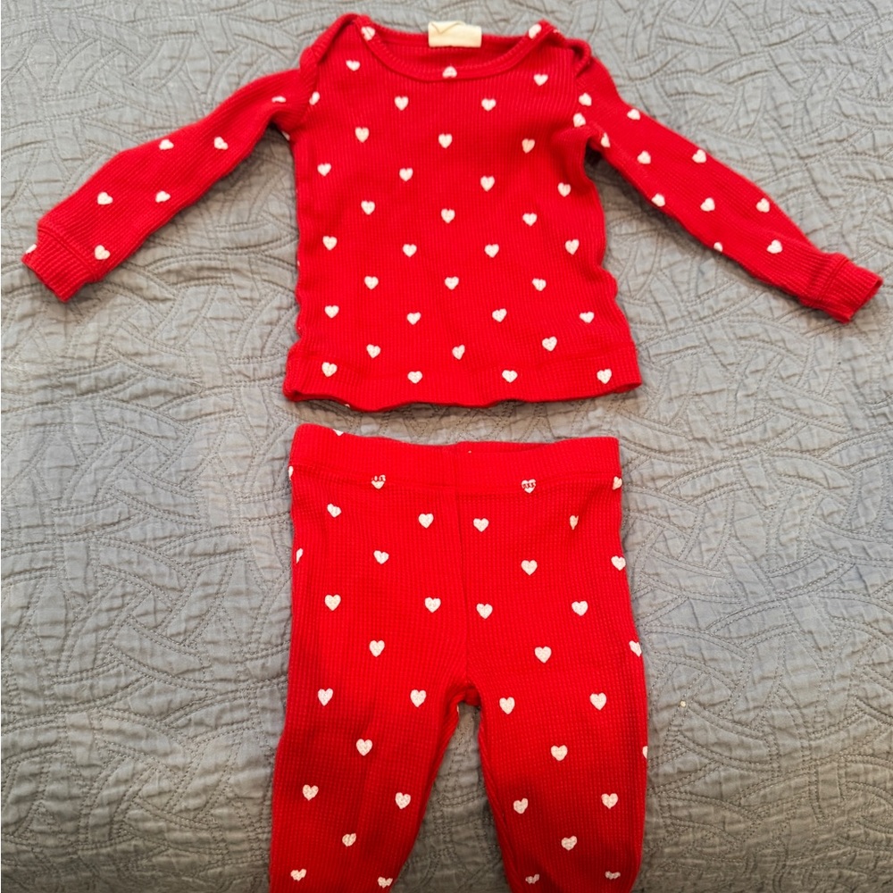 Spearmintlove Kids Red Heart Print Pajama Set